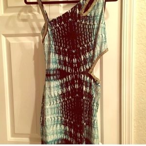 Bebe cut out dress with chain detail